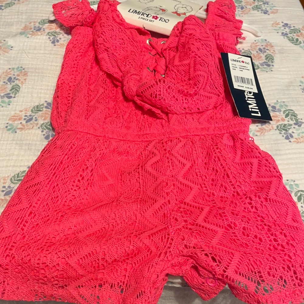 Bright pink romper with headband